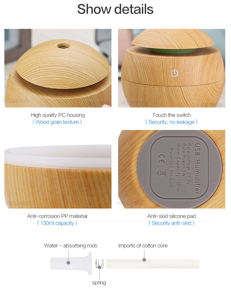 USB Aroma Essential Oil Ultrasonic Cold Steam Diffuser Air Humidifier Purifier 7 Color Change LED Night Light for Home Office USB Aroma Essential Oil Ultrasonic Cold Steam Diffuser Air Humidifier Purifier 7 Color Change LED Night Light for Home Office